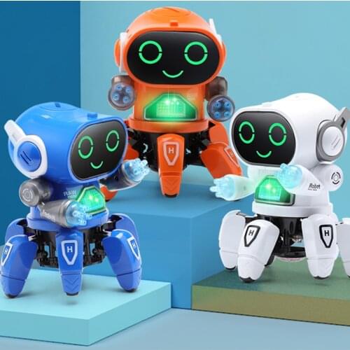 13.5*13.5*17cm Mini Music Electric Intelligent six claw fish robot Singing/Dance Children Toys Birthday Gift AA089