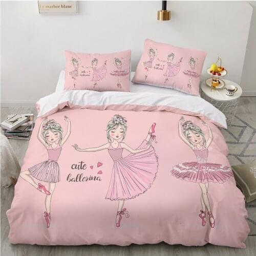 Cartoon Bedding Set for kids baby duvet cover set for home bed linen bedclothes family sets Euro holiday set unicorn Pink ballet