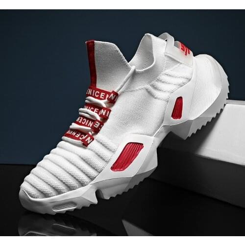 Outdoor Men Running Shoes Athletic Sports Sneakers Male Trainer Breathable Flying Woven Custom Logo Packing