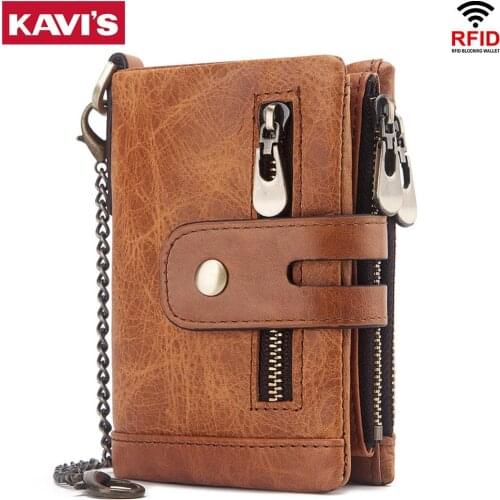 KAVIS 100% Genuine Cowhide Leather Men Wallet Male Purse PORTFOLIO Men Portomonee Coin Bag Small Mini Walet Pocket for Vintage
