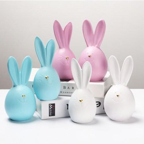 2021 New Modern Simple Rabbit Resin Crafts Decoration Creative Wine Cabinet TV Cabinet Small Decoration Rabbit Birthday Gift