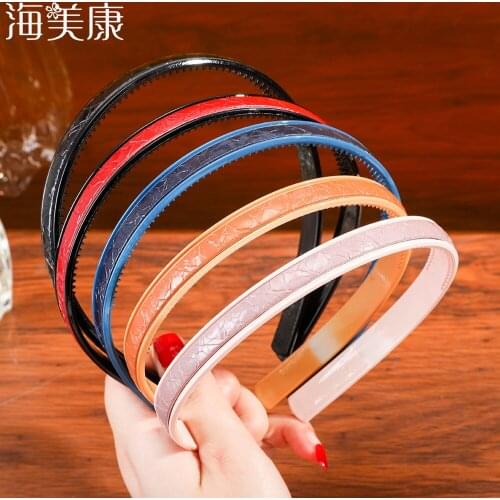 Haimeikang New Plastic Headbands Simple PU Leathers Women Hairbands Fashion Hair Hoops Female Elastic Hair band Hair Accessroies