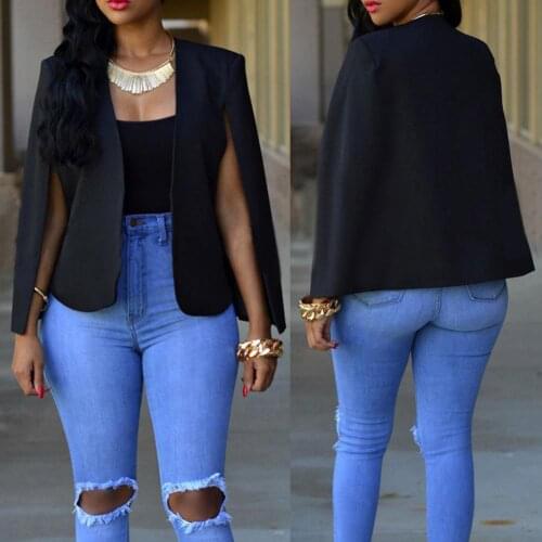 80% Hot Sell Fashion Solid Color Women Split Cape Slim Fits Business Blazer Suit Jacket Coat