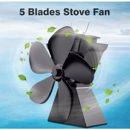 Premium 5 Blades Heat Powered Stove Fan Fuel Saving Solid Aluminum Stove Fan Eco-friendly Household Stove Fan Blower