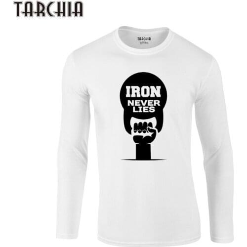 TARCHIA 2021 New Fashion Iron Never Lies T-Shirts Brand Clothing Tshirt Men Trend Slim Fit Long Sleeve T Shirt Mens 100% Cotton