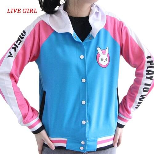 Anime Clothes Game DVa Hoodie Cosplay Costume D.Va Adult Baseball Coat D.Va Jacket feminino Cosplay thin Hoodies for Men Women