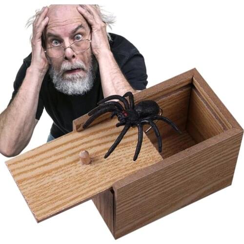 Surprising Box Spider Inside Wooden Prank Spider Scare Box Play A Trick Children Parents Anti-stress Funny Joke Trick Toys Gifts