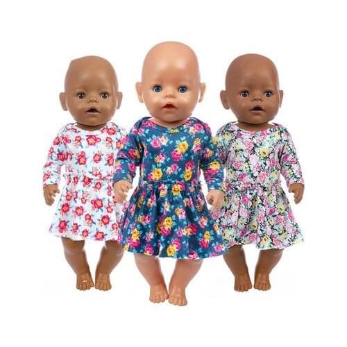 New Pattern Clothes Colorful Long Sleeved Skirt Fit 18 Inch American&43cm Baby New Born Doll Clothes Accessories