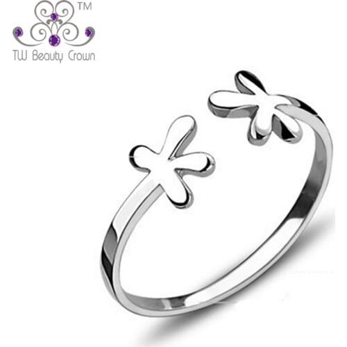 100% Authentic 925 Sterling Silver Trendy Flower Design Fashion Party Rings Jewelry For Women Anti-allergic Nickel Free JSJZ007