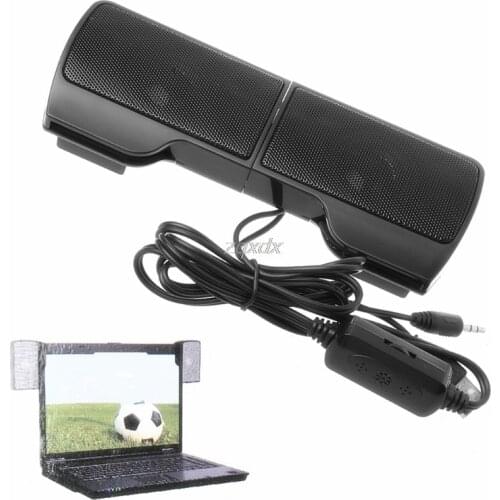 1 Pair Mini Portable Clip-on USB Stereo Speakers line Controller Soundbar for Laptop Notebook Mp3 PC Computer with Clip