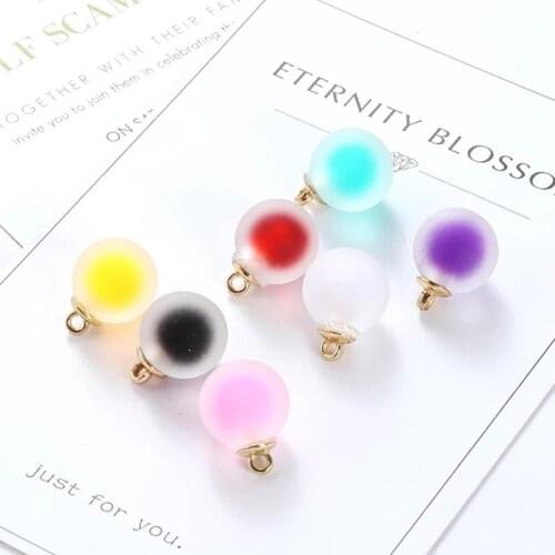 10pcs 16mm Colorful Matte Resin Ball Double Color Charms Pendant Finding For Hair Jewelry Accessories Earring Charms YZ353