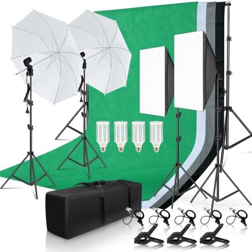 2Mx3M/6.5ftx9.8ft Background Support System 20W 5500K Umbrellas Softbox Continuous Lighting Kit for Photo Studio Product Shoot