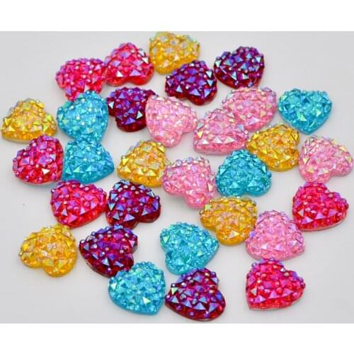 80PCS bling AB Resin 12mm heart Crocodile skin Flat back rhinestone scrapbook Wedding Embellishment diy 2 hole appliques