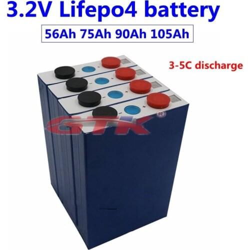 4pcs 3.2V 56Ah 75Ah 90Ah 105Ah Lifepo4 battery 3.2V cells 3C discharge rate for 12v 24v 48v lithium battery pack diy