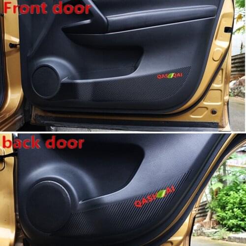 Car Door New Internal Side Anti-kick Anti kick Carbon Fiber Plate Flim Decal Sticker For Nissan Qashqai 2016 pcs 4