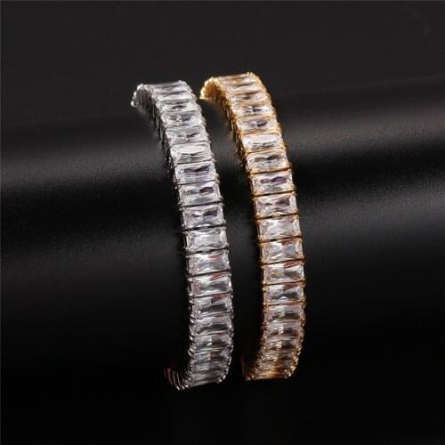 Bling Iced Out Bracelet 2 Colors AAA Cubic Zircon Stainless Steel Bracelets Fashion Hip Hop Jewelry For Men Women Gifts