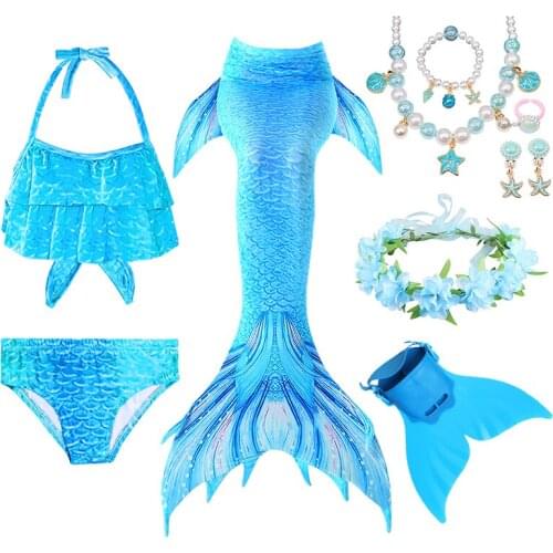 PrettyGirl Kids Girls Swimming Mermaid tail Mermaid Costume Cosplay Children Swimsuit Fantasy Beach Bikini can add Monofin Fin