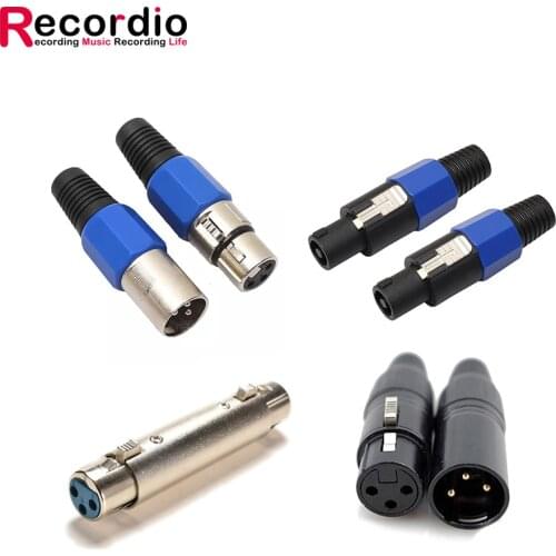 GAZ-MC07 High Quality 3 Pin XLR Connector Blue Male Plug Microphone MIC Audio Cable Female Jack