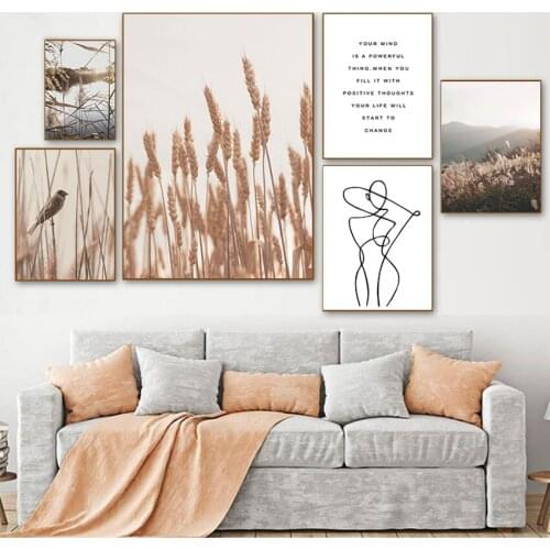 And Prints Wall Pictures For Living Room Decor Reed Warbler Wheat Quotes Farm Landscape Wall Art Canvas Painting Nordic Posters