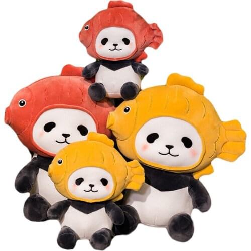 Kawaii Taiyaki Panda Plush Toy Stuffed Animals Panda Wear Taiyaki Fish Hat Baby Kids Toys Birthday Christmas Gift for Boys Girls