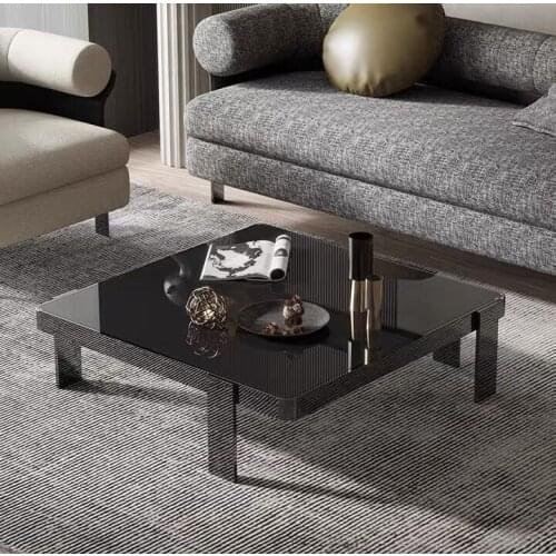 Chinafurniture Italian style light luxury square coffee table stainless steel small apartment creative living room coffee table