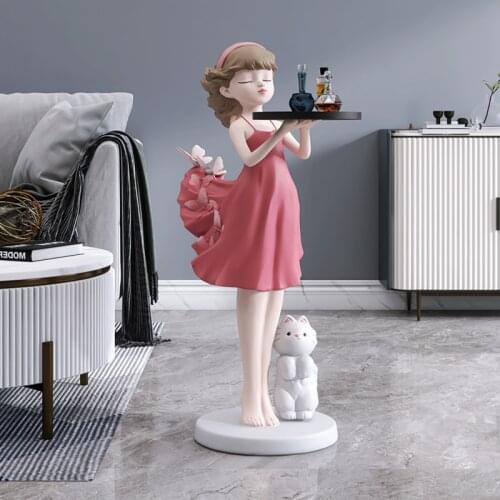 Creative Girl Living Room Decorations Interior Figurine Large Landing Welcome Home Accessories Housewarming Gifts Cat Statues