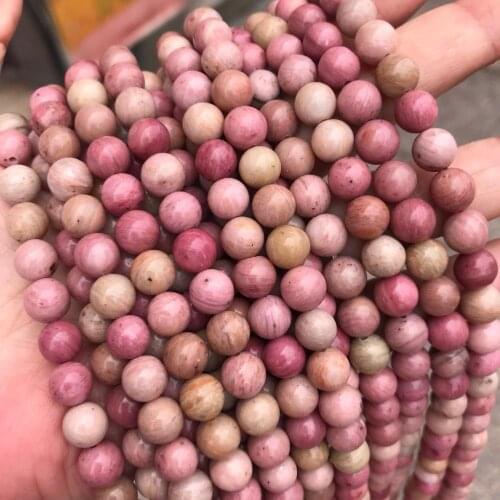 4/6/8/10/12mm Round Natural Rhodonite Stone Beads For Jewelry Making DIY Loose Red Wood Grain Stone Beads Charm Bracelet