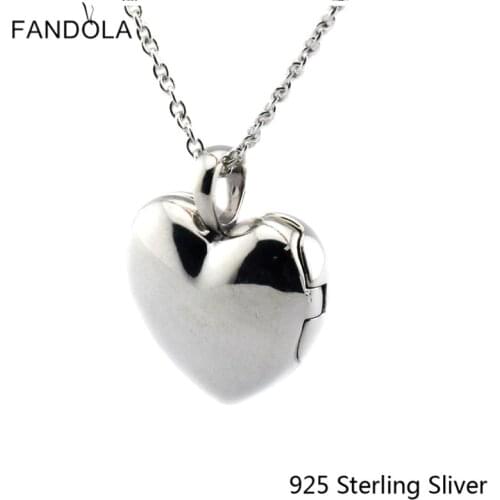CKK 925 Sterling Silver Love Locket Heart Necklace Pendants For Women Original Jewelry Making Holiday Gift