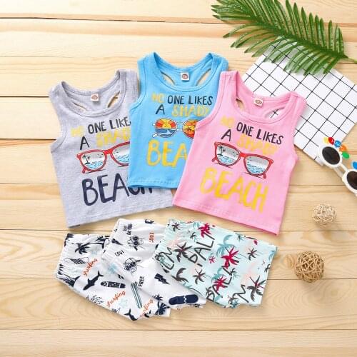 Ma&Baby 6-24M Summer Toddler Newborn Infant Baby Boy Clothes Set Letter Vest Top Cartoon Pants Beach Holiday Clothing DD43