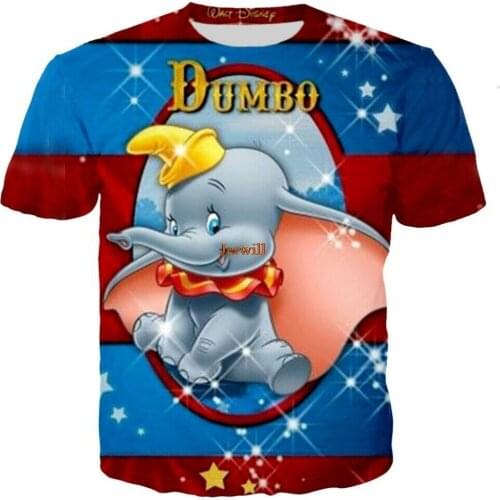 Fashion Hot New Movie Dumbo 3D Print Casual T-Shirt Women Men Short Sleeve Top Tees
