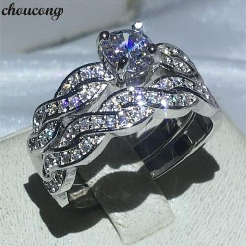 Choucong Fashion Cross Lovers Engagement Wedding Band ring 5A zircon Cz White gold filled Rings For Women men Jewelry