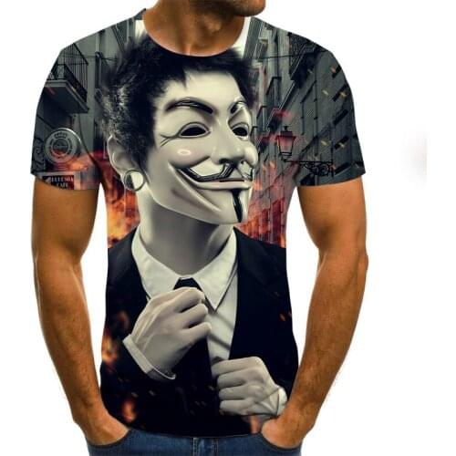 2021 Newest 3D Character graphic print T-shirt Men Clown Short Sleeve Tshirts Funny Tee Shirt Homme Casual O-neck Male tshirt