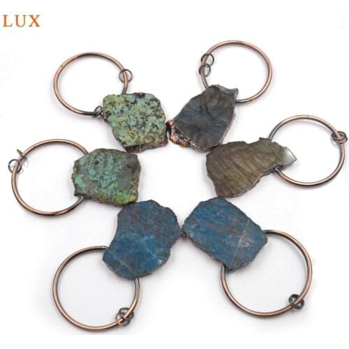 Natural Raw Gemstone Labradorite Pendant Natural Irregular Fashion Jewelry Charm Necklace For Women Bronze Freeform Pendant