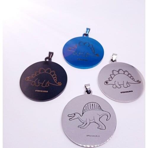 Stainless Steel Forest Wild Beast Animal Dinosaur Pendant Necklace Ancient Creatures Apatosaurus Stegosaurus Image Gift Jewelry