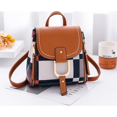 2020 New Women Backpack Multiple Using Women Grid Backpacks Female School Bag Girls Travel Bag Purse Free Shipping