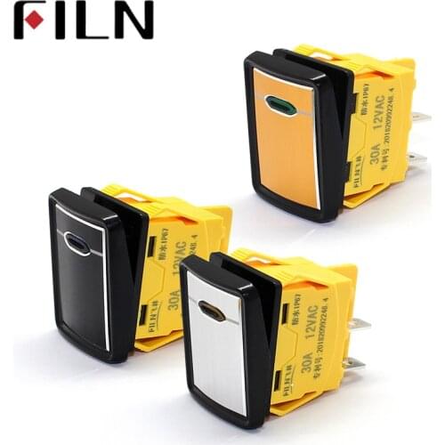 New design 30A/250V Heavy Duty 4 pin DPST IP67 Sealed Waterproof t85 Auto Boat Marine Rocker Switch with LED 12V 24V 110V 220V