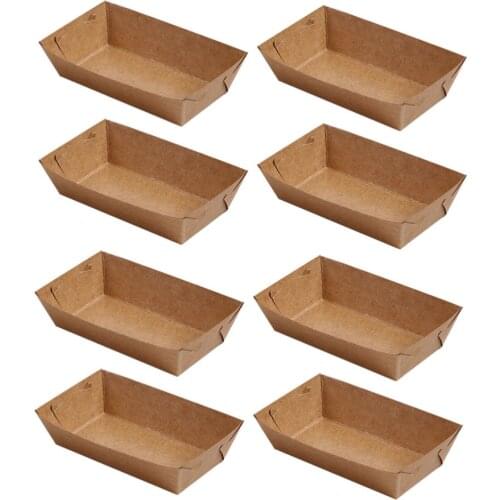 30pcs Boat Shaped Packing Box Disposable Kraft Paper Packing Case Useful Packing Tray for Snack Food
