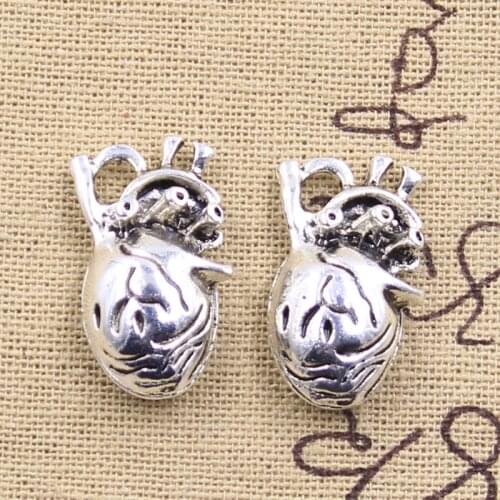 5pcs Charms 3D hollow lovely heart 26x16x8mm Antique Silver Color Pendants DIY Crafts Making Findings Handmade Tibetan Jewelry