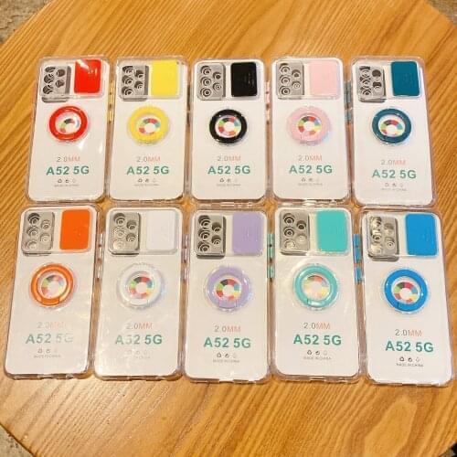 Transparent Armor Ring Holder Stand Bracket Protection Case For Samsung Galaxy A52 A52 4G 5G A525F A526B Soft Shockproof Cover