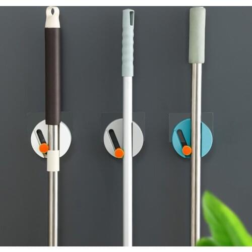 Adjustable Wall Mounted Mop Holder Muti-use Brush Broom Hanger Hook Kitchen Bathroom Hanging Storage Hooks