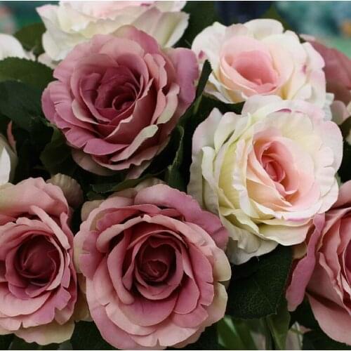 Silk rose flower top grade non-polluting Artificial Flower Simulation Wedding or Home Decorative Flower free shipping