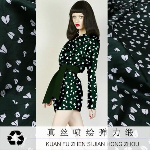 108cm digital printed silk fabric meter silk stretch satin fabric 19 mm cheongsam dress spandex fabric wholesale silk cloth