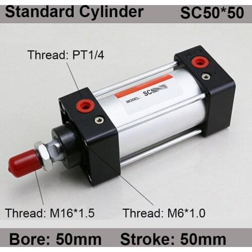 SC50*50 SC Series Standard Air Cylinders Valve 50mm Bore 50mm Stroke SC50-50 Single Rod Double Acting Pneumatic Cylinder