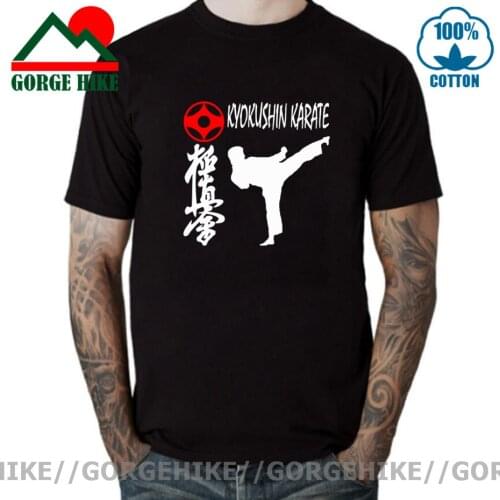 Loose Black T shirt Kyokushin Karate Kai Fighting Martial Arts Tee Masutatsu Oyama Karate Japan Custom T-Shirt Top Print T-Shirt