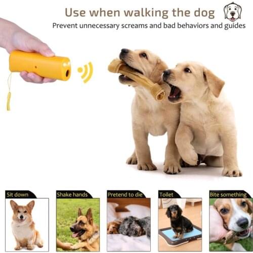 3 in 1 Pet Ultrasonic Dog Repeller Control Anti Barking Stop Bark Handheld Dog Training Device with LED Light No Battery