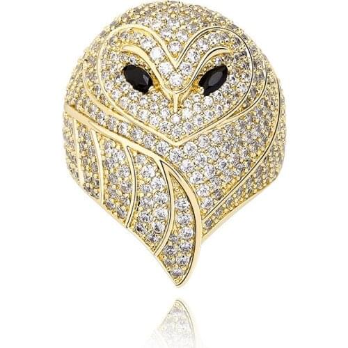Hip Hop Claw Setting AAA CZ Stone Bling Ice Out Owl Finger Rings Women Men Unisex Fashion Jewelry Gift Drop Shipping