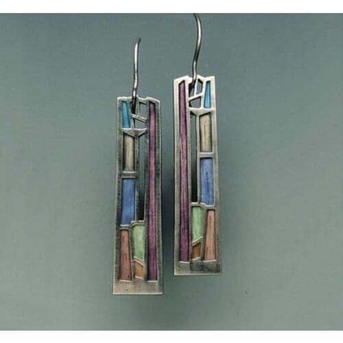 Vintage Mix Color Dangle Earring for Women Bohemian Tribal Hollow Out Metal Floral Long Earrings Pendientes Jewelry