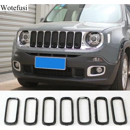Wotefusi 7Pcs Car Black Front Grille Inserts Cover Trim For 2016 2017 Jeep Renegade[QPA498]