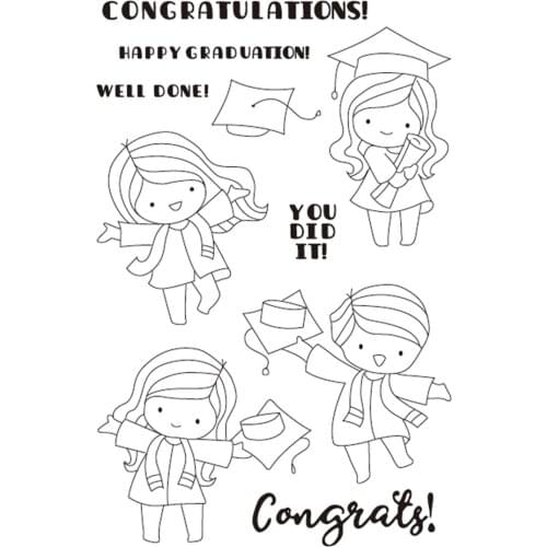 11x16 Girl boy graduation New Transparent Clear Rubber Stamp Sheet Cling Scrapbooking Photo Album PaperCard DIY Craft