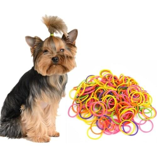 170cs/bag Mixed Colorful Rubber Bands Girls Pet Dog DIY Hair Bows Grooming Hairpin Hair Accessories for Small Dog Supply